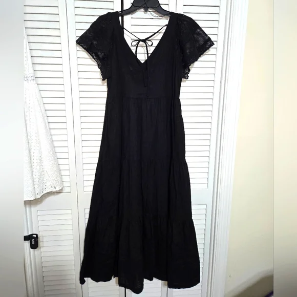 Old Navy Women's S Black Flutter Sleeve Maxi Dress - Picture 7 of 14